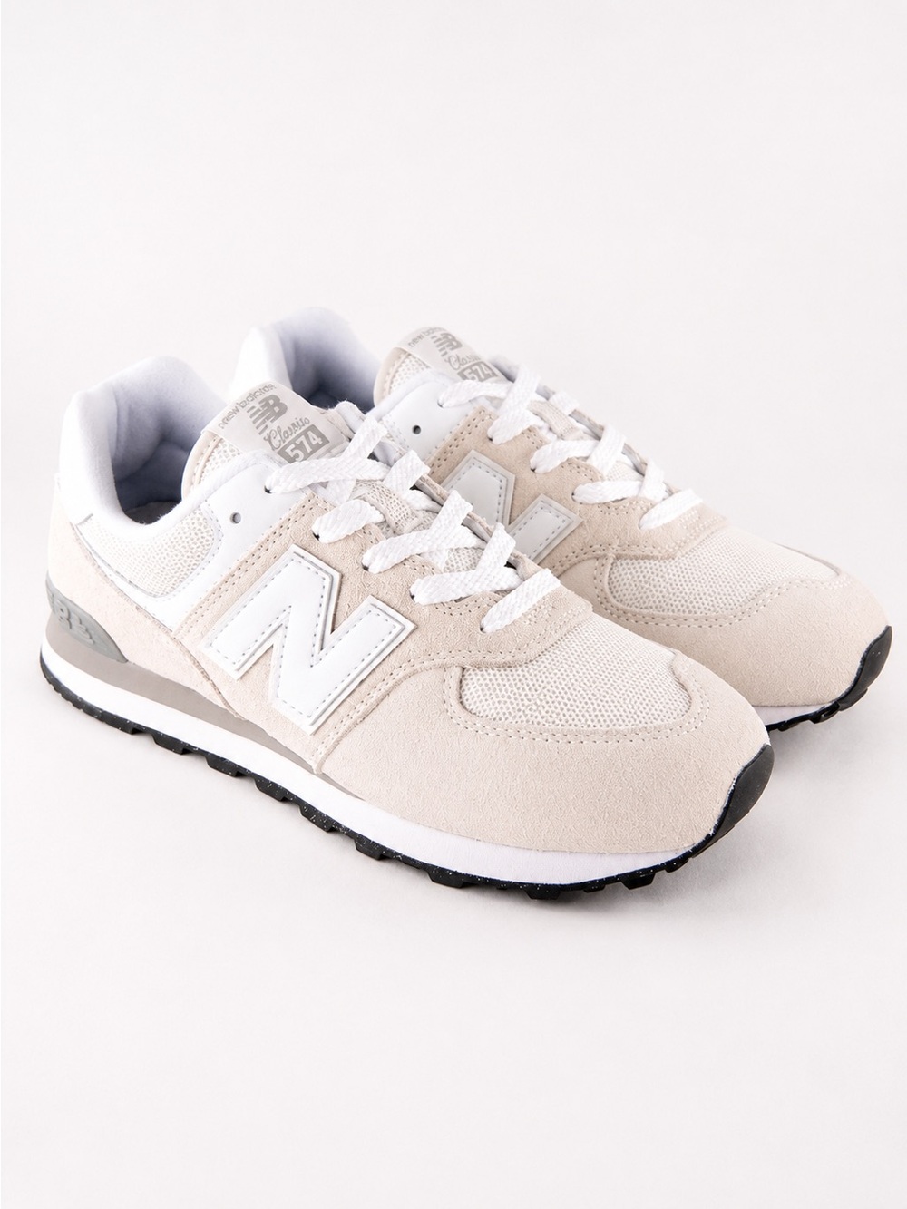 Size 4Y- New Balance 574 Core Grey and White Runner Sneakers